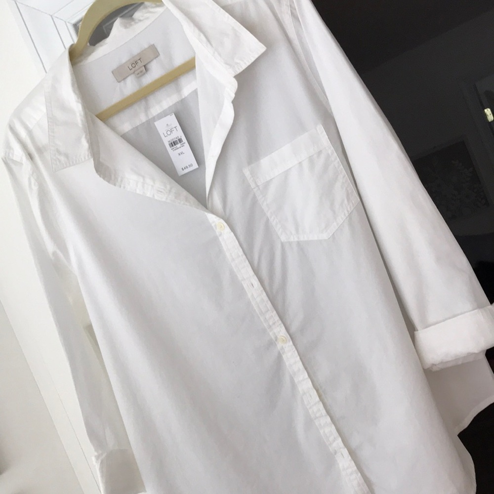Loft white button down cotton shirt